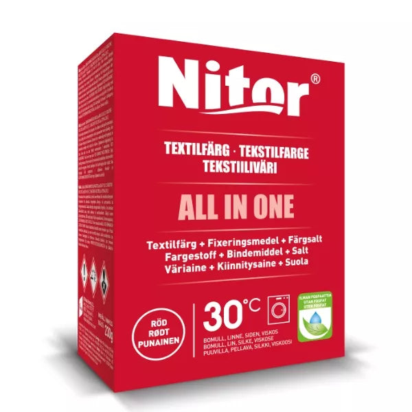 Nitor Tekstilfarge All-in-one MAXI 50382 Rød